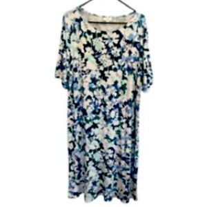 J Jill Cottagecore White Floral Print
Shortsleeved Maxi Dress Size XL